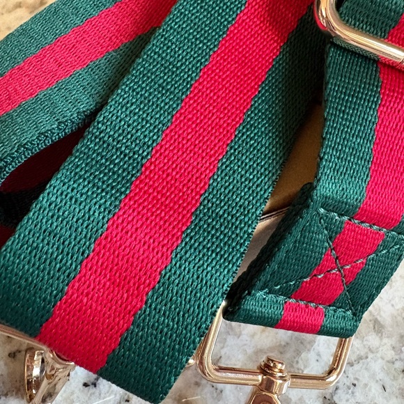 Green and Red Stripe Bag Strap - Picture 3 of 3